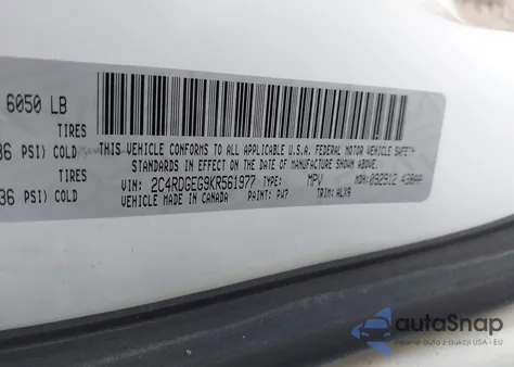 2019 Dodge Grand Caravan Gt z USA, uszkodzony, nr VIN 2C4RDGEG9KR561977